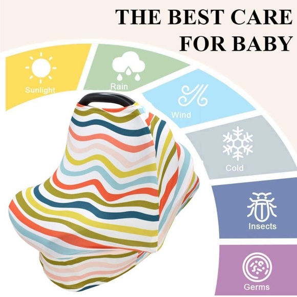 Rainbow Carseat Nursing, Stroller, & Breastfeeding Cover for Baby - Picture 6 of 7
